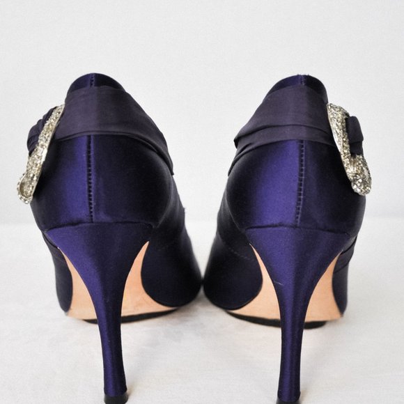 Badgley Mishka Purple Satin High Heels - Picture 6 of 12